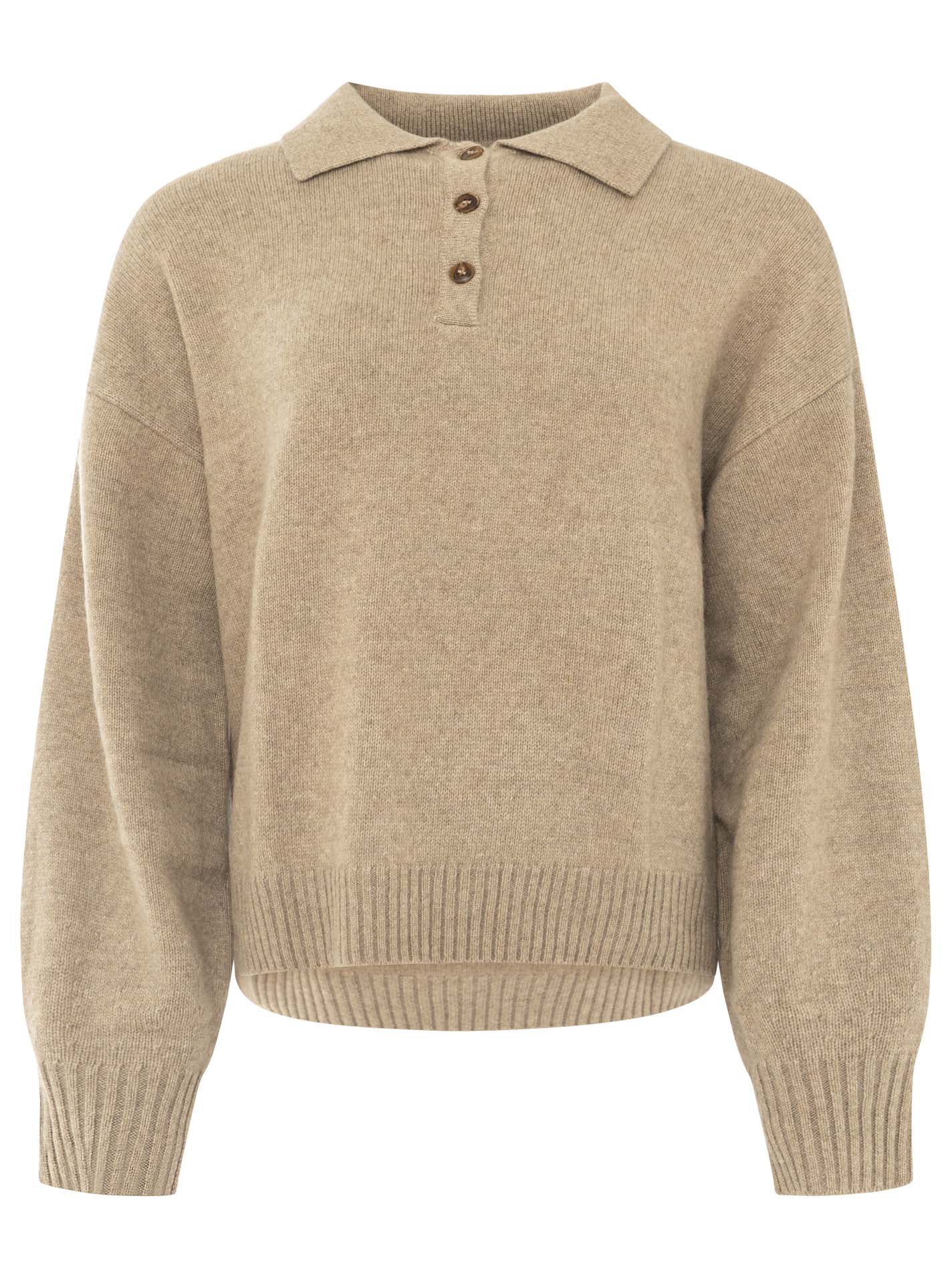 Zwillingsherz - Kaschmir Poloshirt Cozy (100% Cashmere) - Mittelbeige