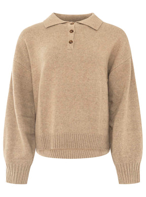 Zwillingsherz - Kaschmir Poloshirt Cozy (100% Cashmere) - Mittelbeige