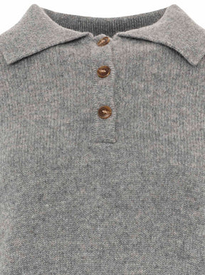 Zwillingsherz - Kaschmir Poloshirt Cozy (100% Cashmere) - Mittelgrau