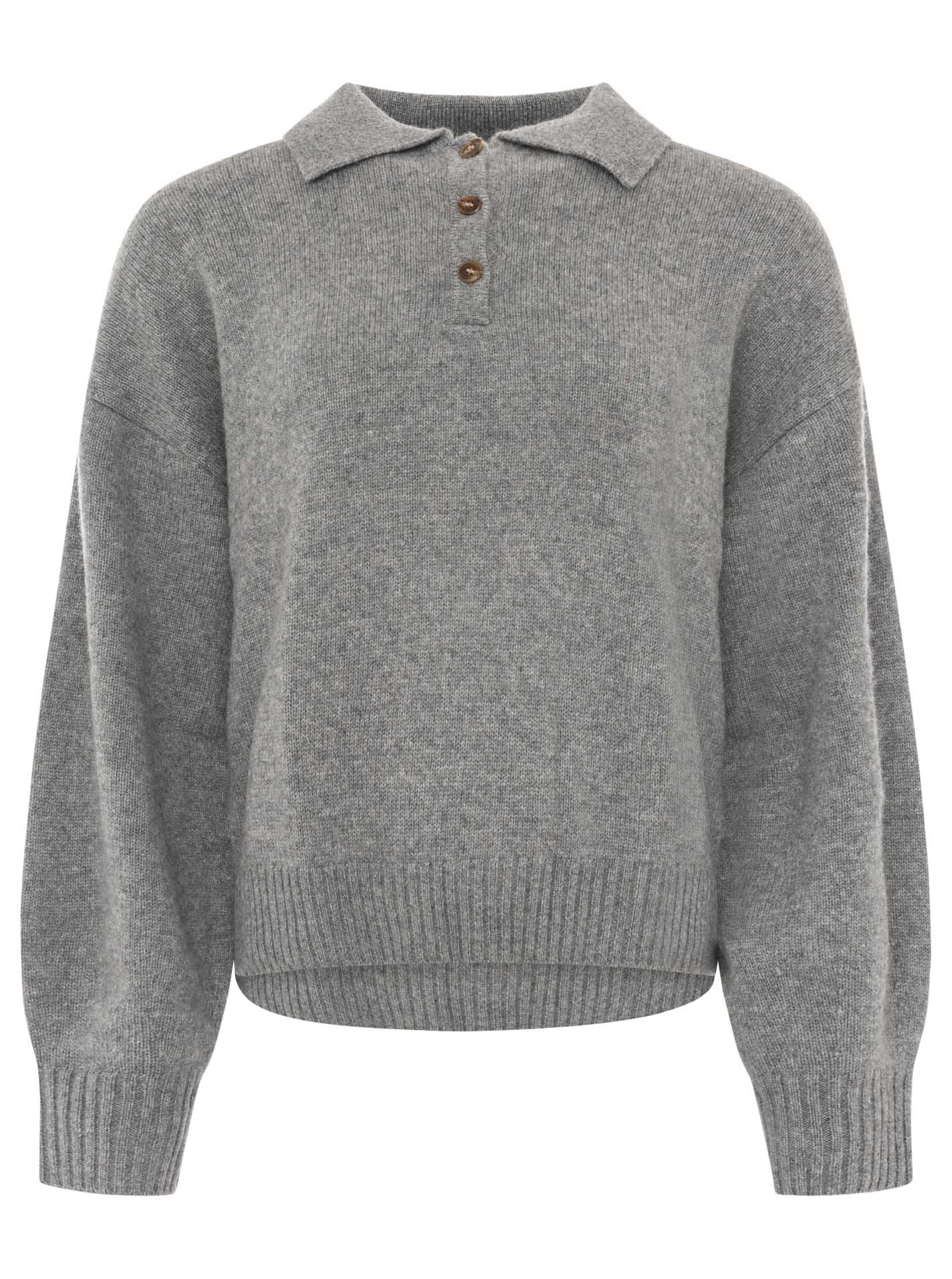 Zwillingsherz - Kaschmir Poloshirt Cozy (100% Cashmere) - Mittelgrau