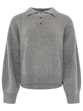 Zwillingsherz - Kaschmir Poloshirt Cozy (100% Cashmere) - Mittelgrau