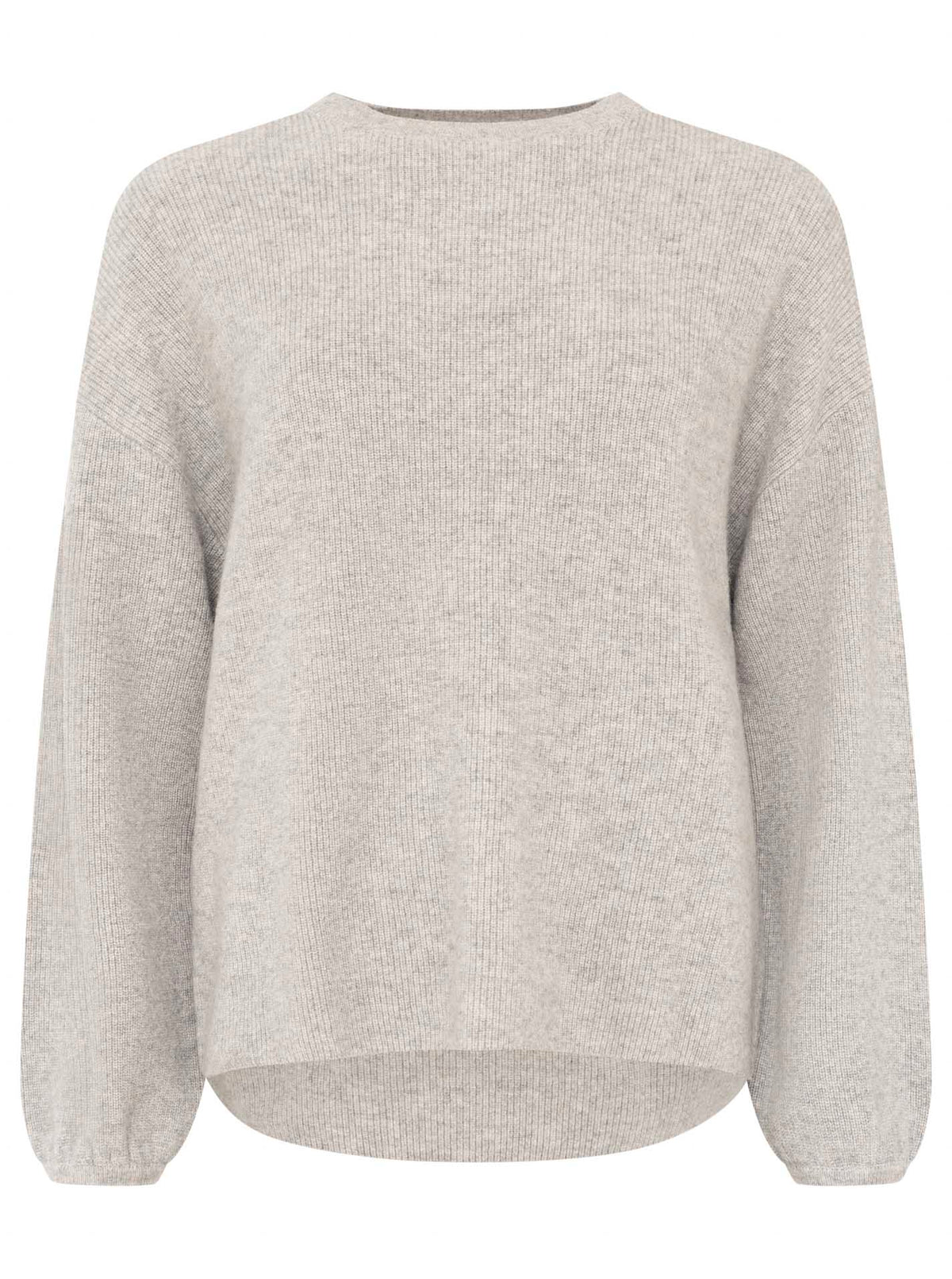 Zwillingsherz - Kaschmir Pullover Boxy Rippe (100% Cashmere) - Hellgrau