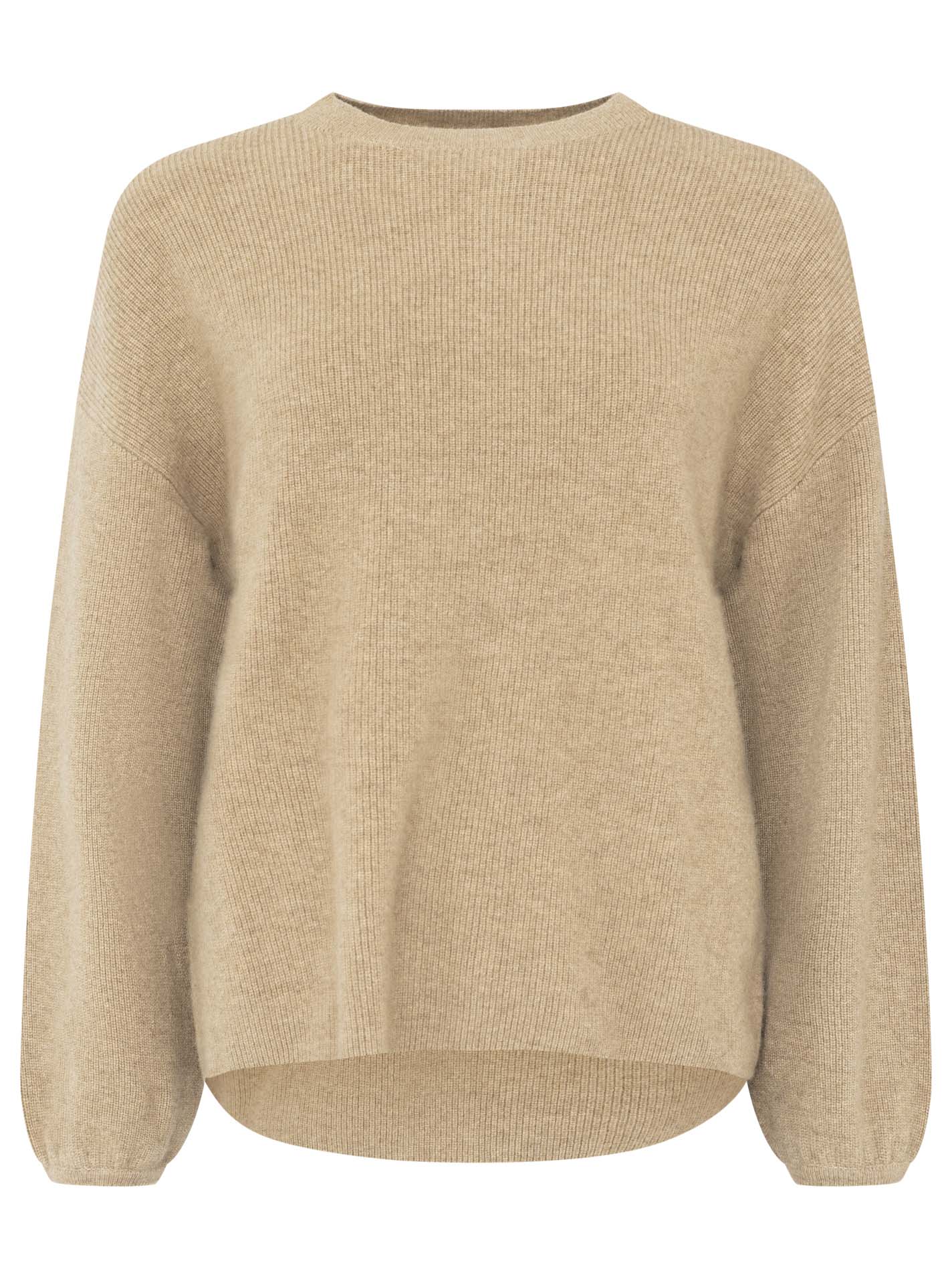 Zwillingsherz - Kaschmir Pullover Boxy Rippe (100% Cashmere) - Mittelbeige