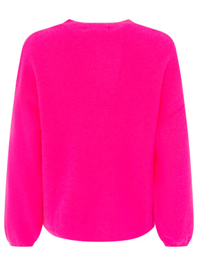 Zwillingsherz - Kaschmir Pullover Boxy Rippe (100% Cashmere) - Neonpink