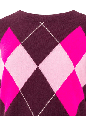 Zwillingsherz - Kaschmir Pullover Lovely Argyle (100% Cashmere) - Bordeaux