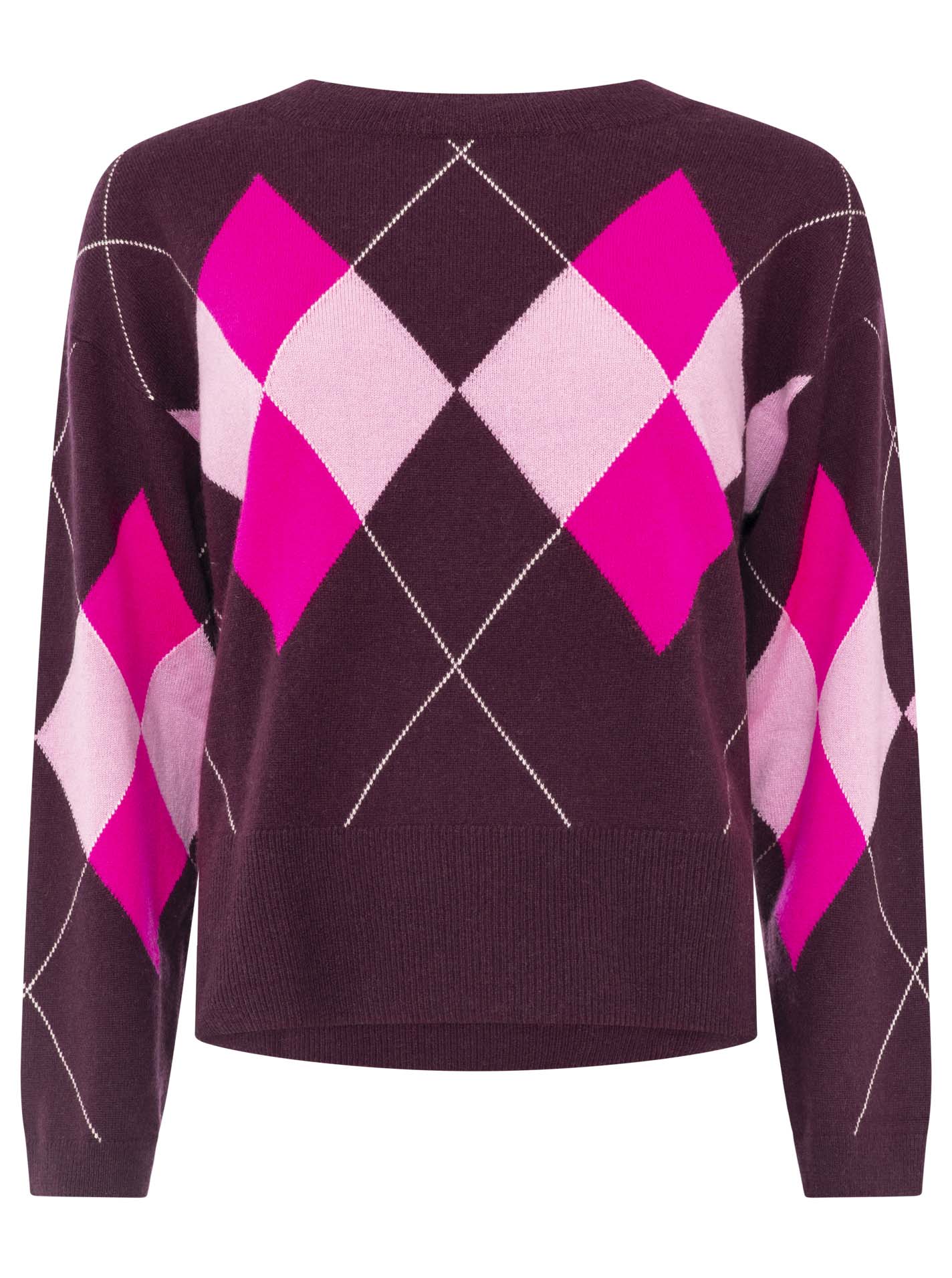 Zwillingsherz - Kaschmir Pullover Lovely Argyle (100% Cashmere) - Bordeaux