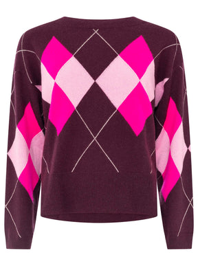 Zwillingsherz - Kaschmir Pullover Lovely Argyle (100% Cashmere) - Bordeaux