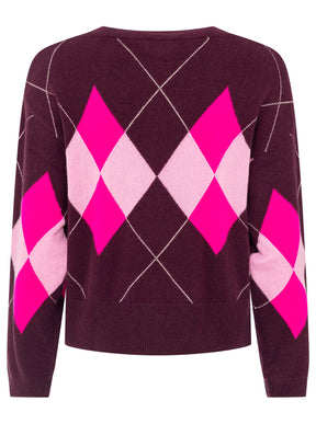 Zwillingsherz - Kaschmir Pullover Lovely Argyle (100% Cashmere) - Bordeaux
