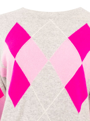 Zwillingsherz - Kaschmir Pullover Lovely Argyle (100% Cashmere) - Hellgrau