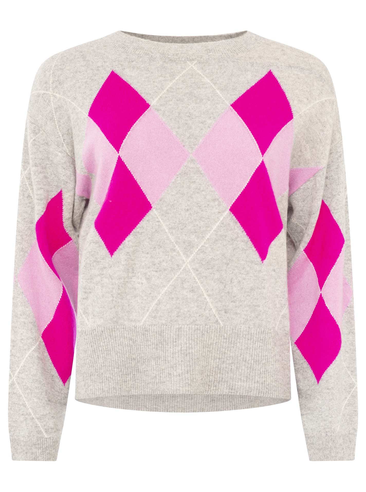 Zwillingsherz - Kaschmir Pullover Lovely Argyle (100% Cashmere) - Hellgrau