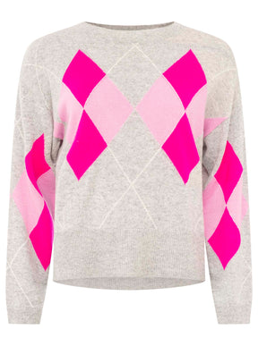 Zwillingsherz - Kaschmir Pullover Lovely Argyle (100% Cashmere) - Hellgrau