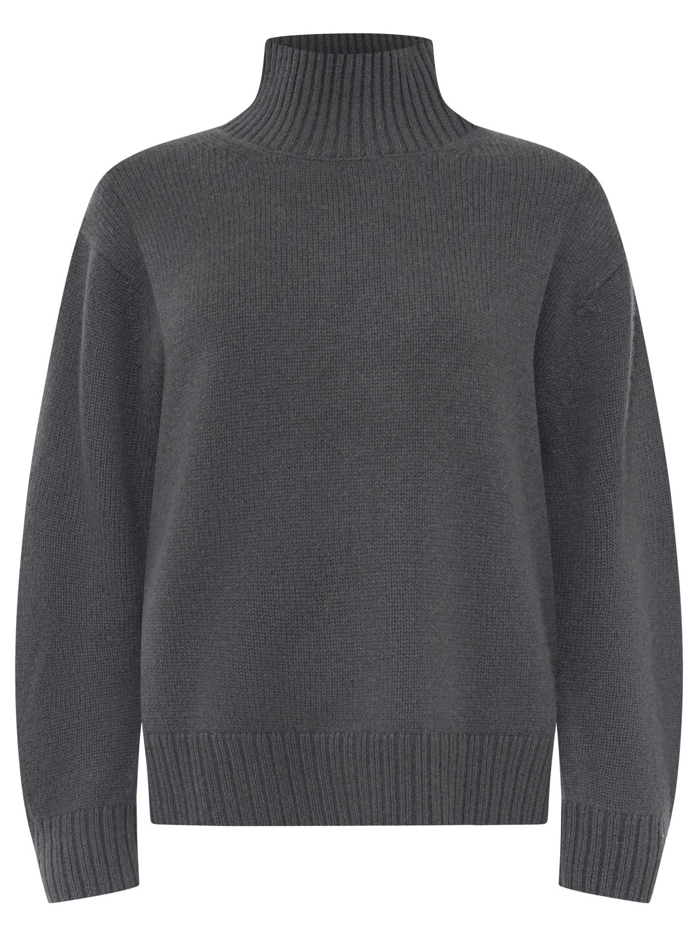 Zwillingsherz 100% Cashmere Stehkragen Bold – Dunkelgrau