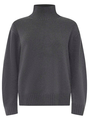Zwillingsherz 100% Cashmere Stehkragen Bold – Dunkelgrau