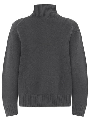 Zwillingsherz 100% Cashmere Stehkragen Bold – Dunkelgrau