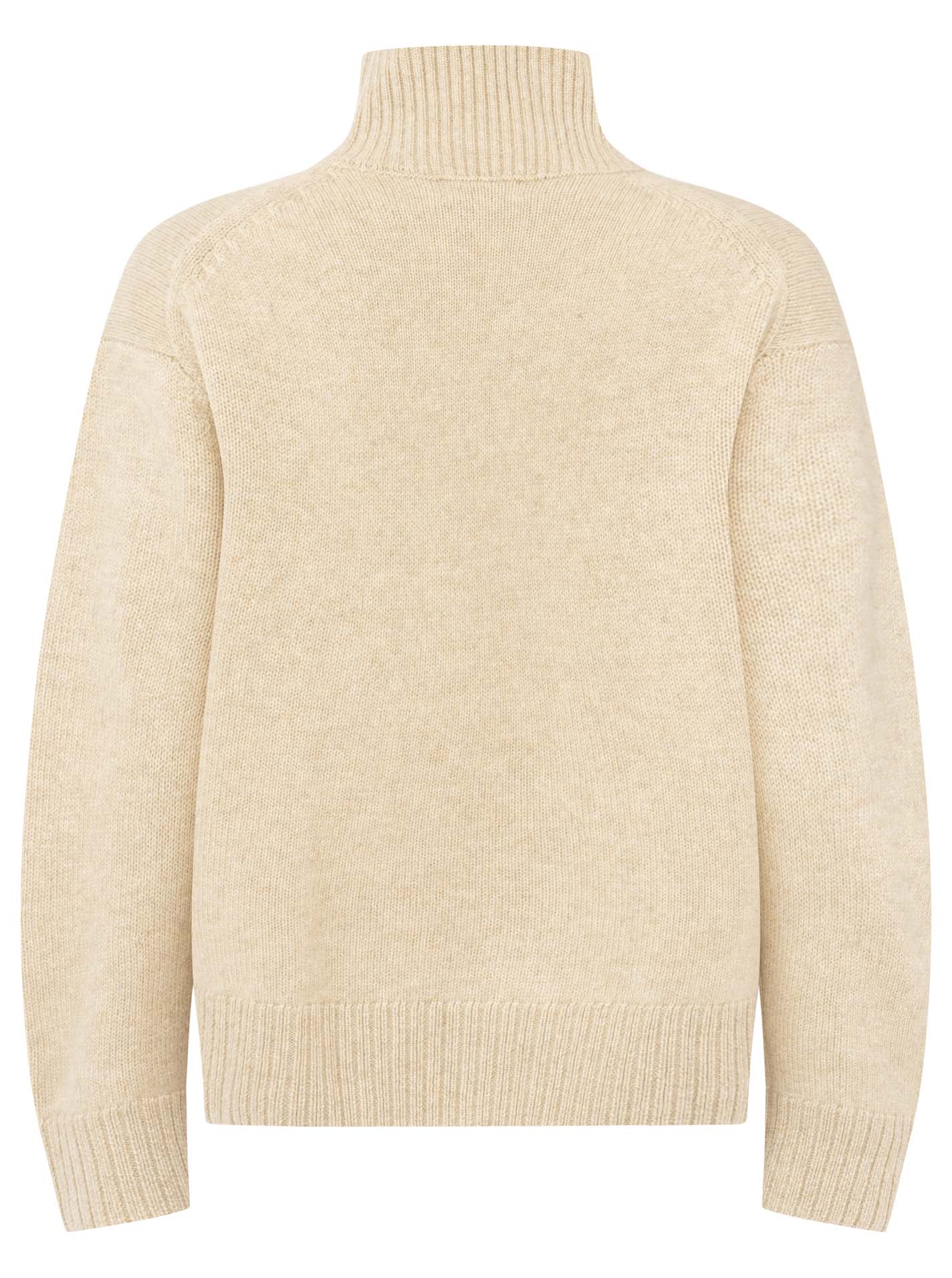 Zwillingsherz 100% Cashmere Stehkragen Bold – Hellbeige