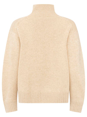 Zwillingsherz 100% Cashmere Stehkragen Bold – Hellbeige