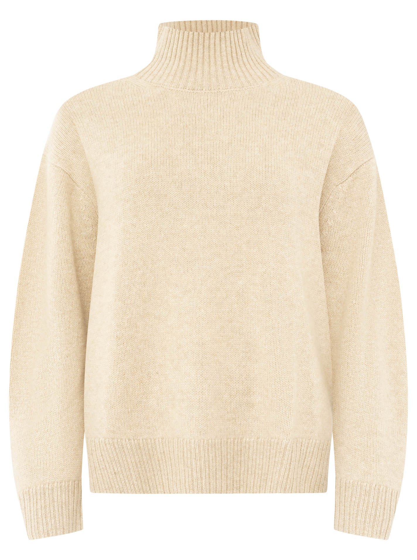 Zwillingsherz 100% Cashmere Stehkragen Bold – Hellbeige