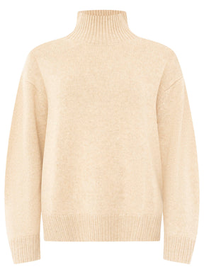 Zwillingsherz 100% Cashmere Stehkragen Bold – Hellbeige