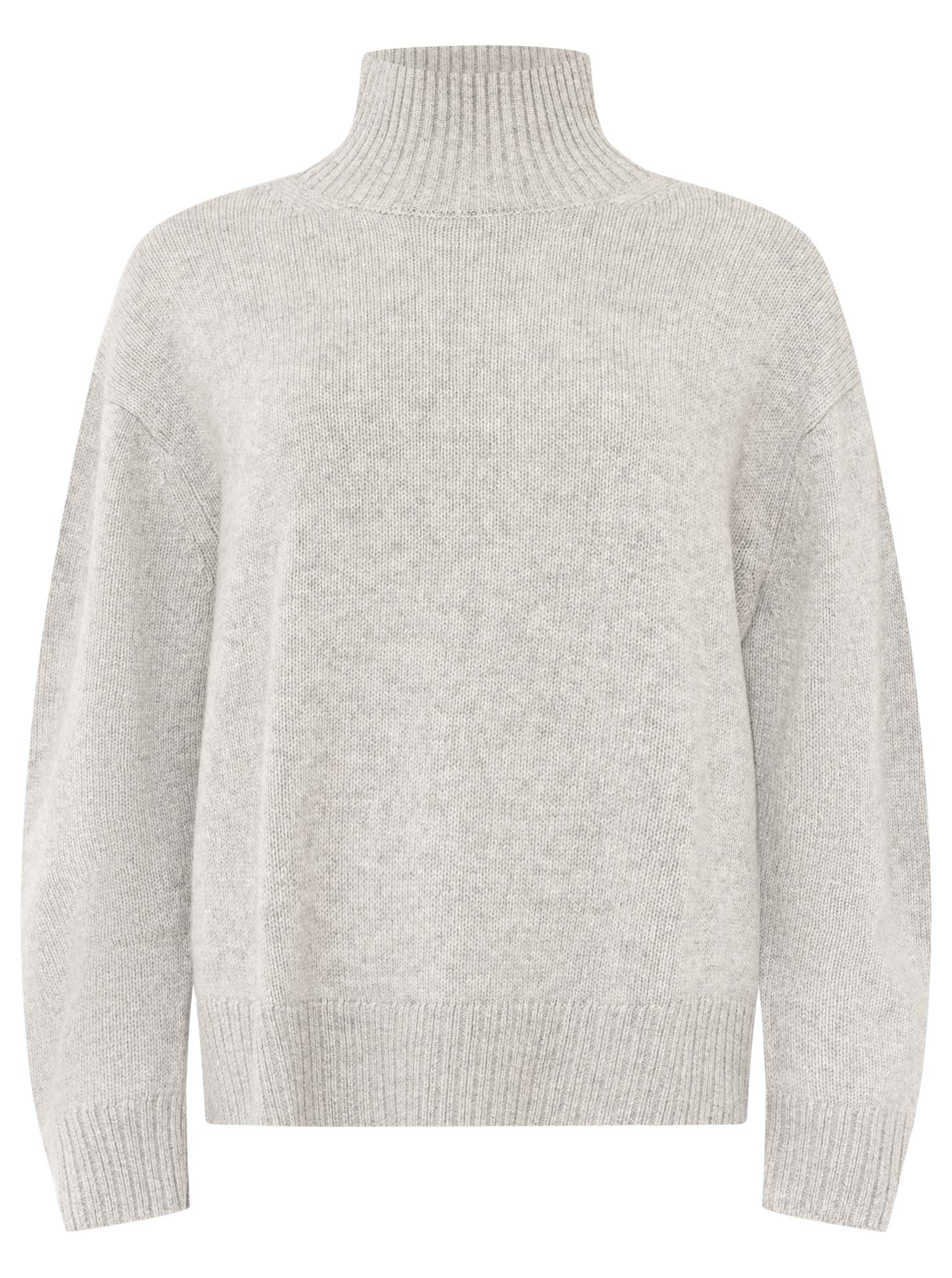 Zwillingsherz 100% Cashmere Stehkragen Bold – Hellgrau
