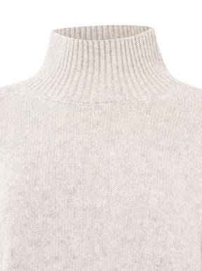 Zwillingsherz 100% Cashmere Stehkragen Bold – Hellgrau