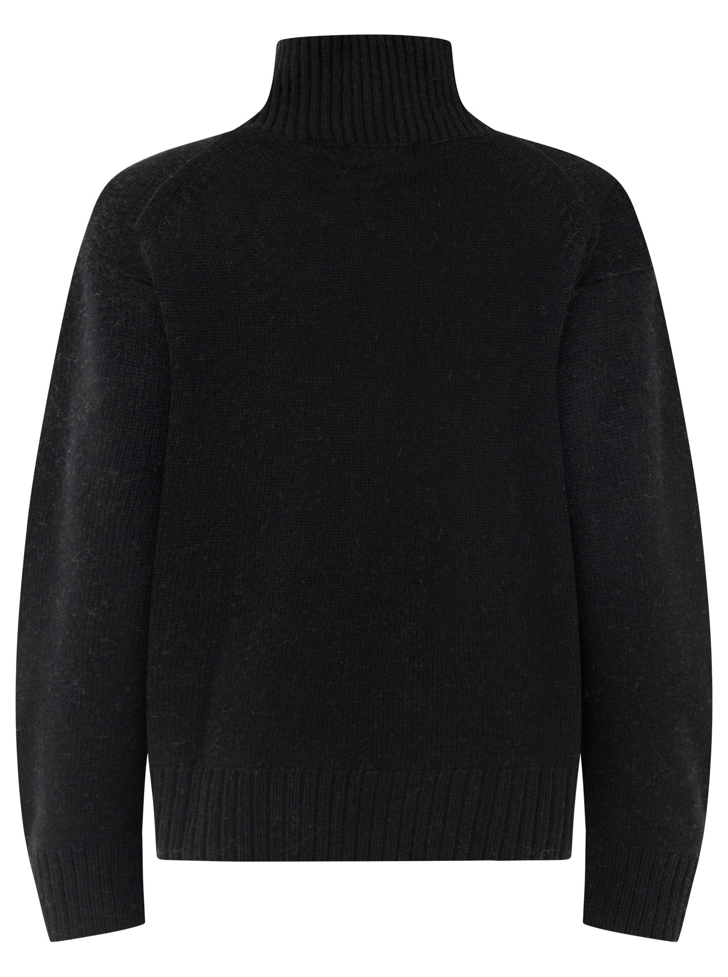 Zwillingsherz 100% Cashmere Stehkragen Bold – Schwarz