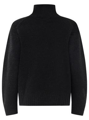 Zwillingsherz 100% Cashmere Stehkragen Bold – Schwarz