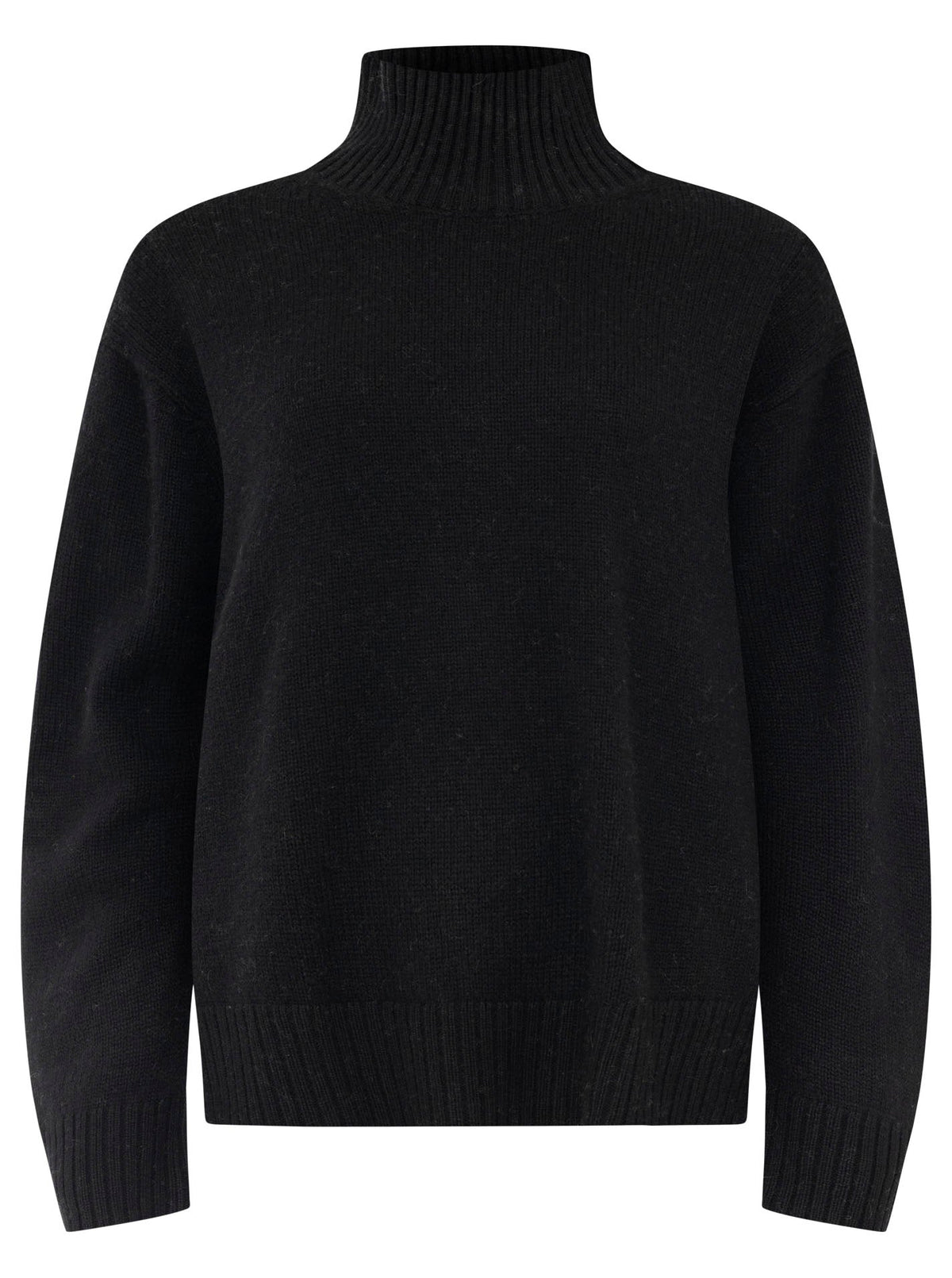 Zwillingsherz 100% Cashmere Stehkragen Bold – Schwarz