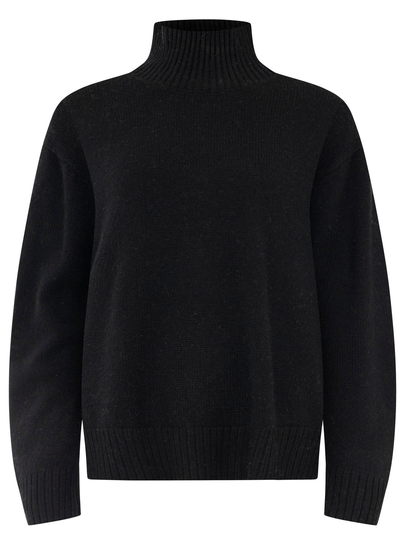 Zwillingsherz 100% Cashmere Stehkragen Bold – Schwarz