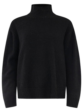Zwillingsherz 100% Cashmere Stehkragen Bold – Schwarz