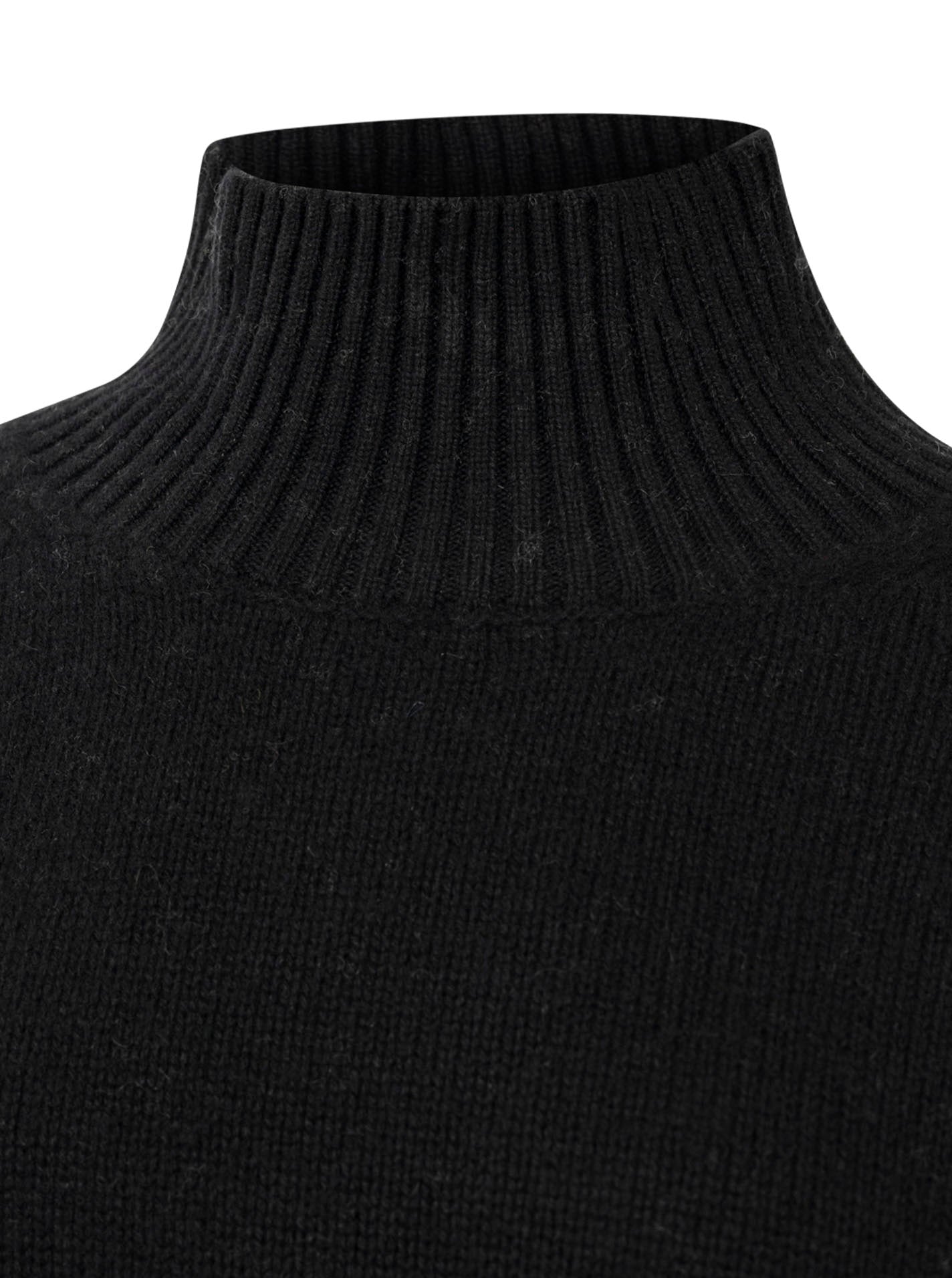 Zwillingsherz 100% Cashmere Stehkragen Bold – Schwarz