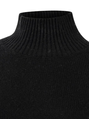 Zwillingsherz 100% Cashmere Stehkragen Bold – Schwarz