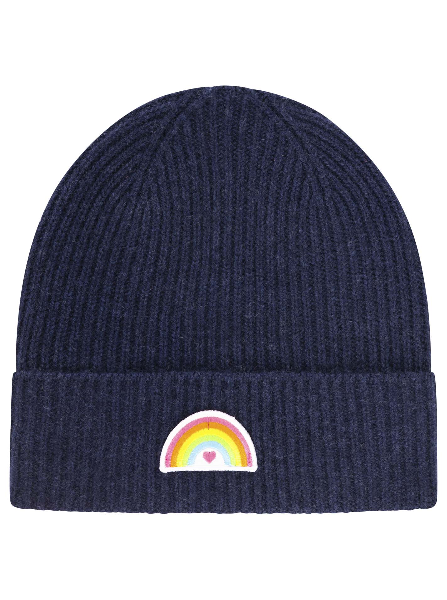 Zwillingsherz Kaschmir-Umschlagmütze Rainbow Patch (100% Cashmere) - Marine