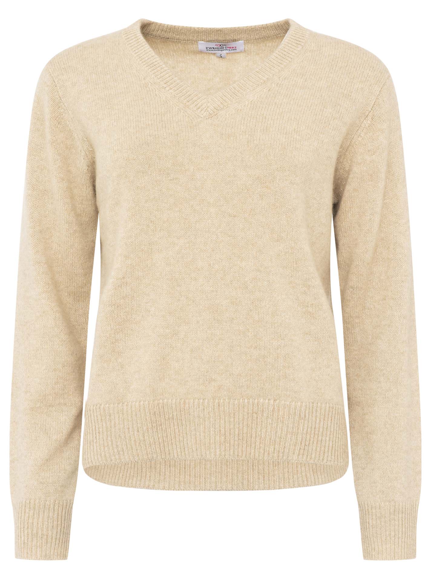 Zwillingsherz - Kaschmir V-Neck Loose (100% Cashmere) - Hellbeige