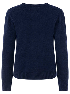 Zwillingsherz - Kaschmir V-Neck Loose (100% Cashmere) - Marine