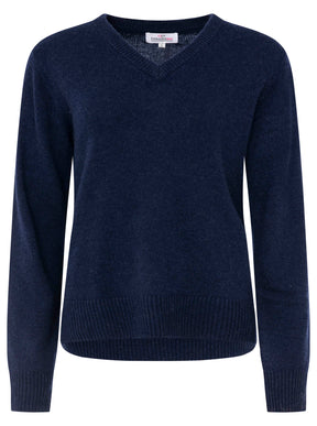 Zwillingsherz - Kaschmir V-Neck Loose (100% Cashmere) - Marine