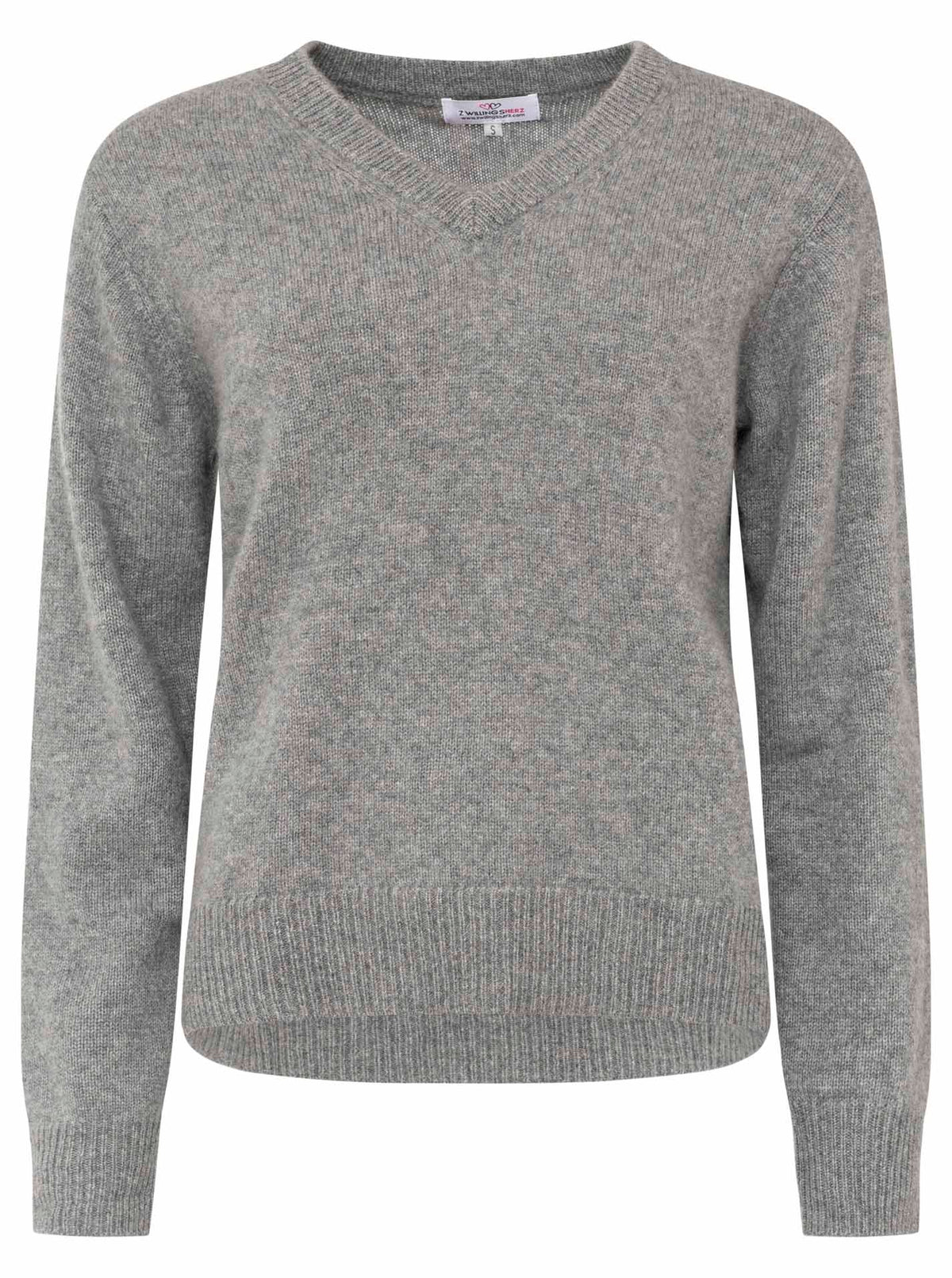 Zwillingsherz - Kaschmir V-Neck Loose (100% Cashmere) - Mittelgrau