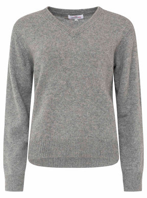 Zwillingsherz - Kaschmir V-Neck Loose (100% Cashmere) - Mittelgrau