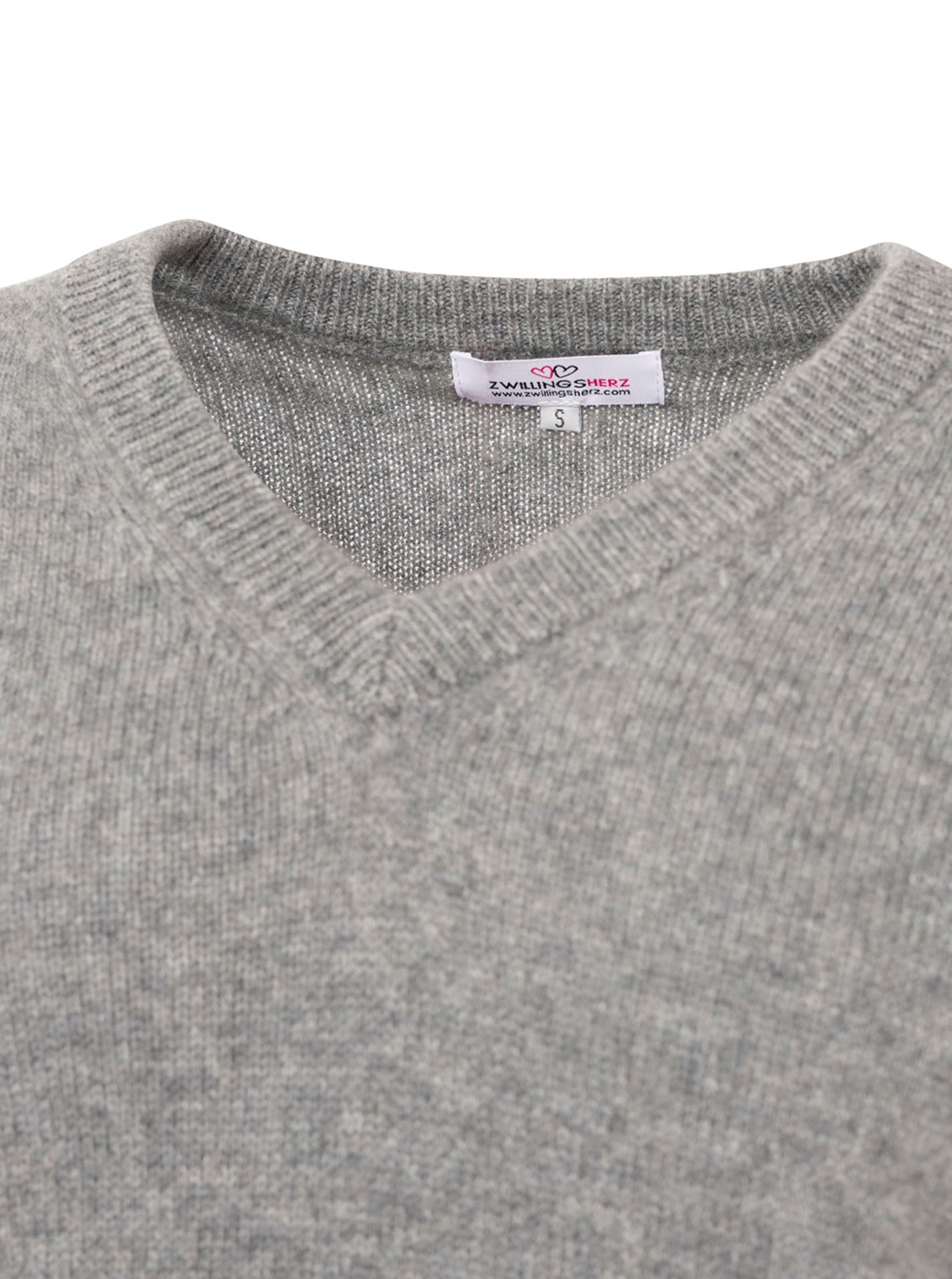 Zwillingsherz - Kaschmir V-Neck Loose (100% Cashmere) - Mittelgrau