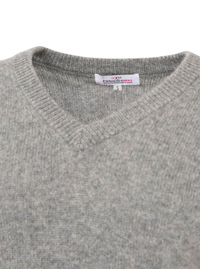 Zwillingsherz - Kaschmir V-Neck Loose (100% Cashmere) - Mittelgrau