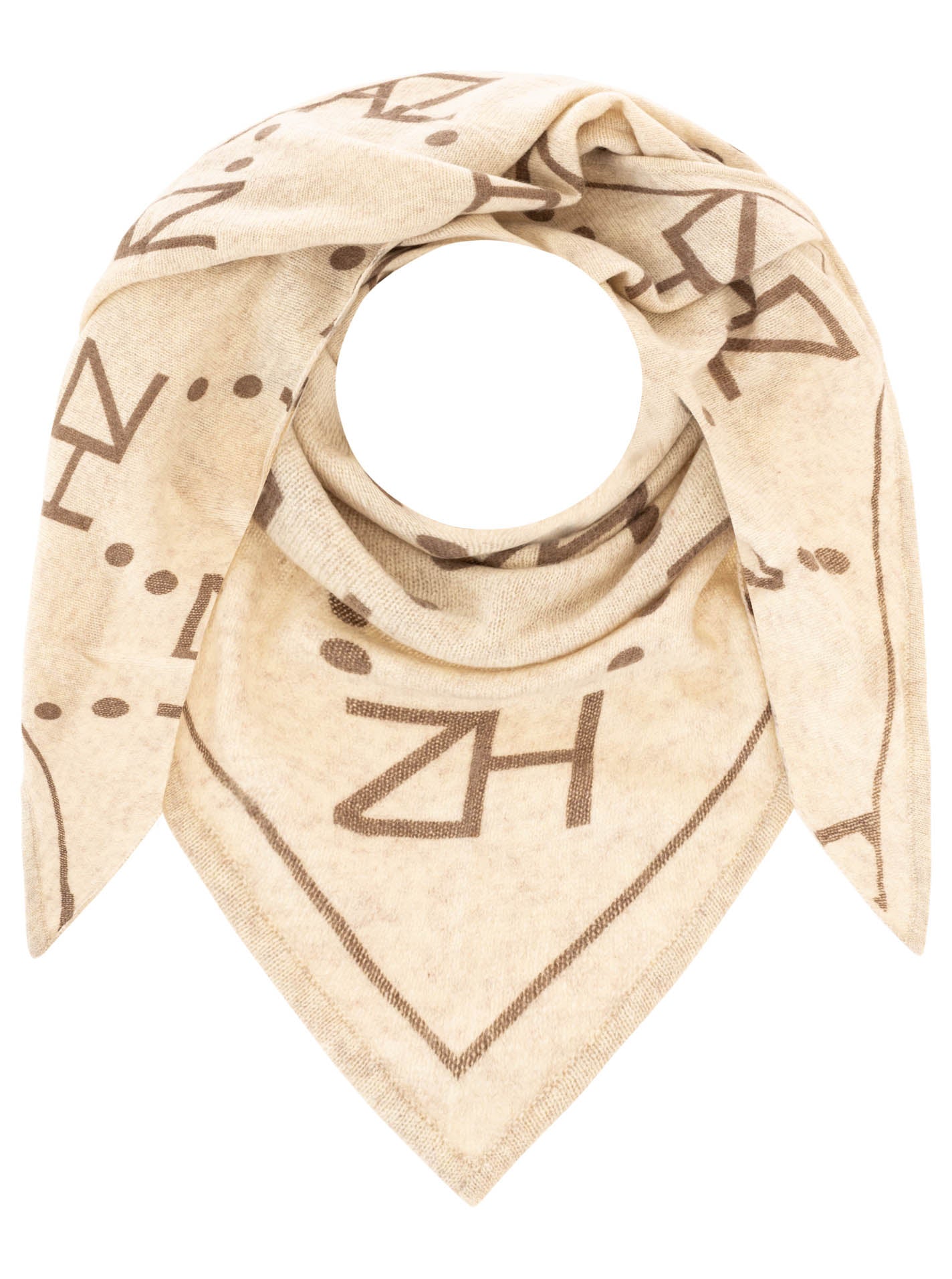 Zwillingsherz 100% Kaschmir Dreieckstuch ZH Hellbeige Detail
