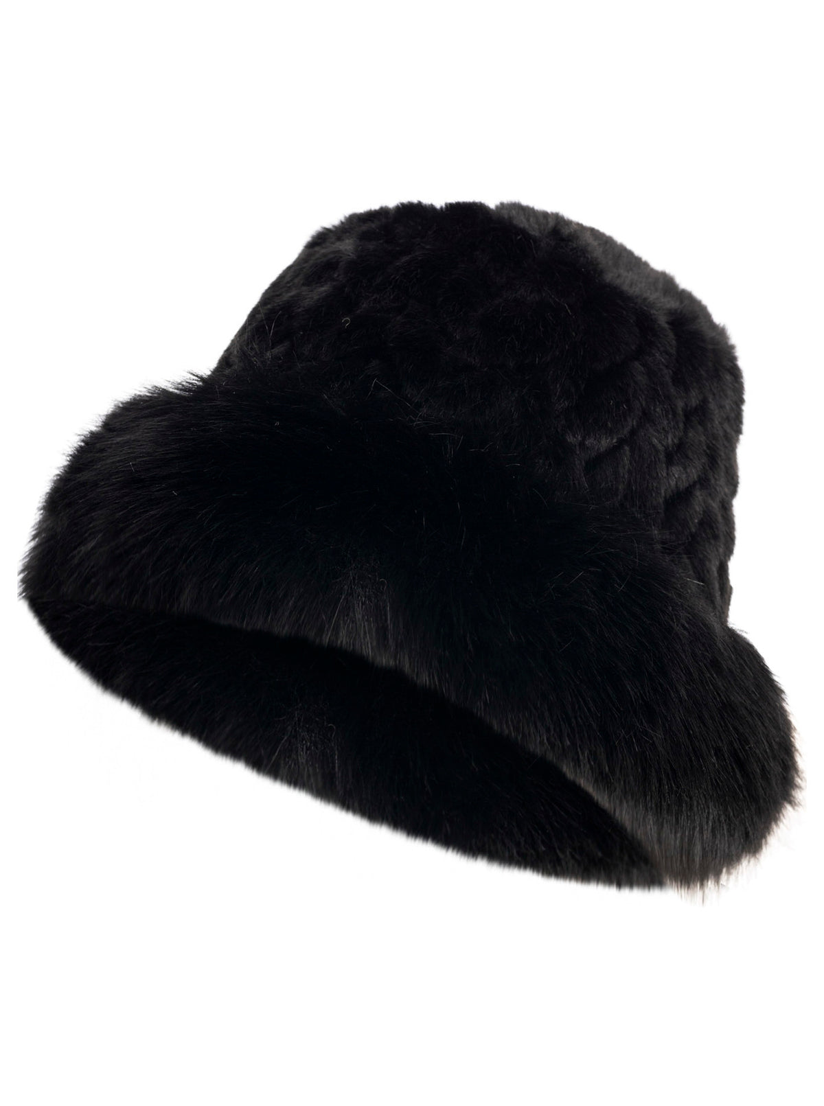 Zwillingsherz - Flauschiger Bucket Hat Furry - Schwarz