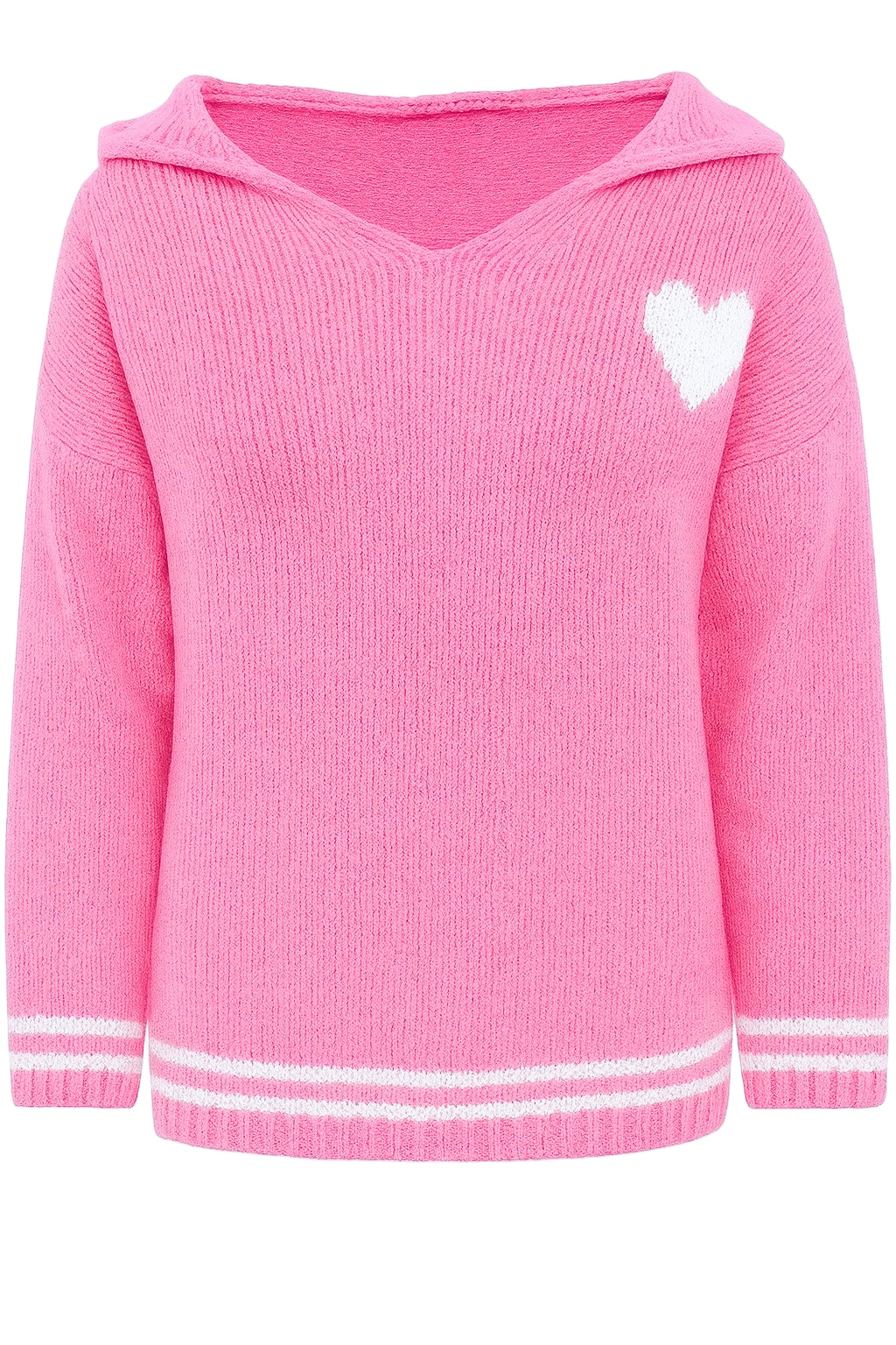 Oversize Strick Hoodie „Herz“ - Made in Italy - Bubblegumpink