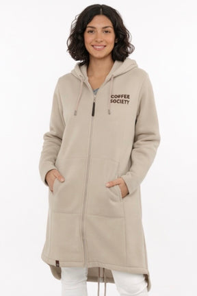 Zwillingsherz - Hoodiemantel "Coffee Society" - Beige