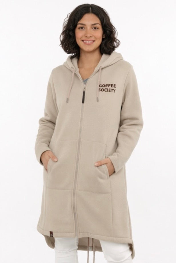 Zwillingsherz - Hoodiemantel "Coffee Society" - Beige