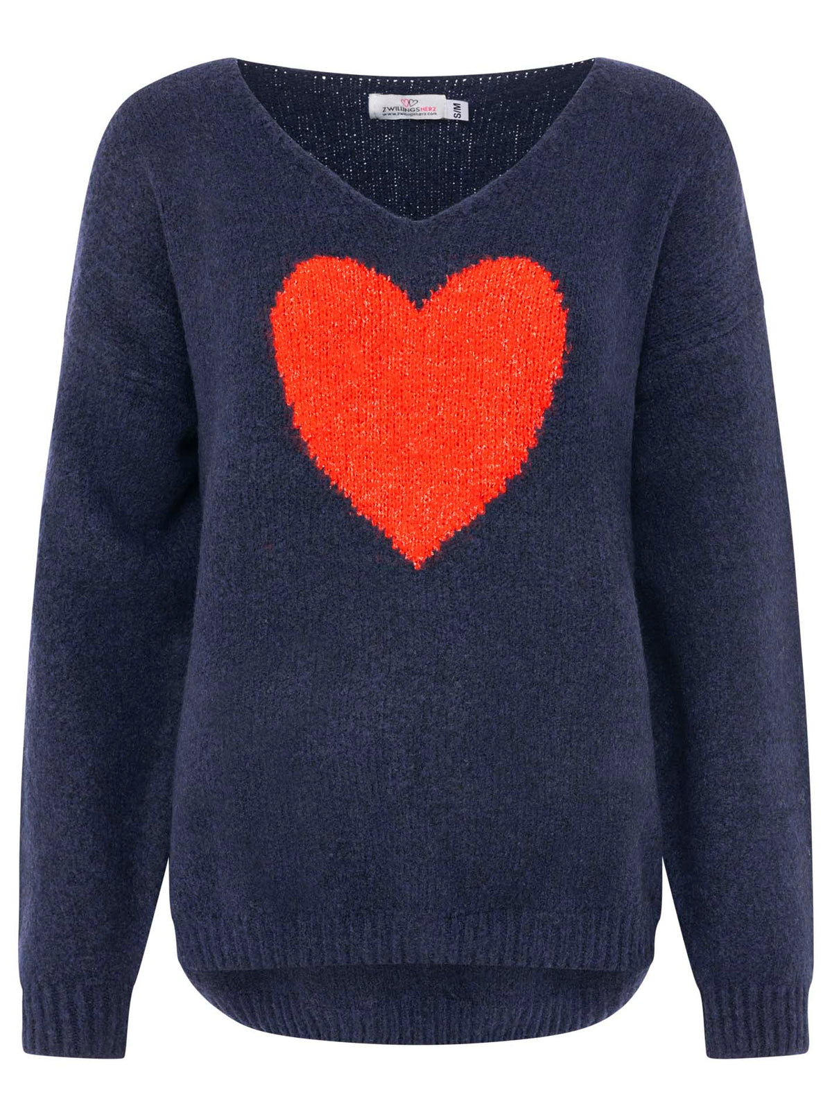Zwillingsherz - Strick Pullover mit Herz - Dunkelblau