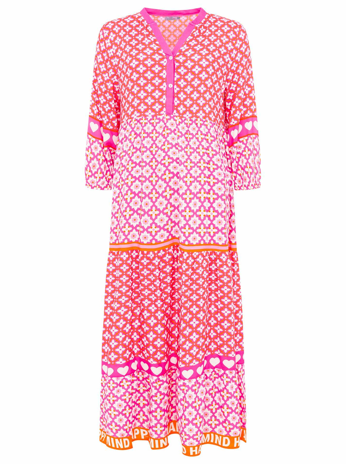 Zwillingsherz - Maxi Kleid Herz/Blumen Design Dreams  - Pink/Orange