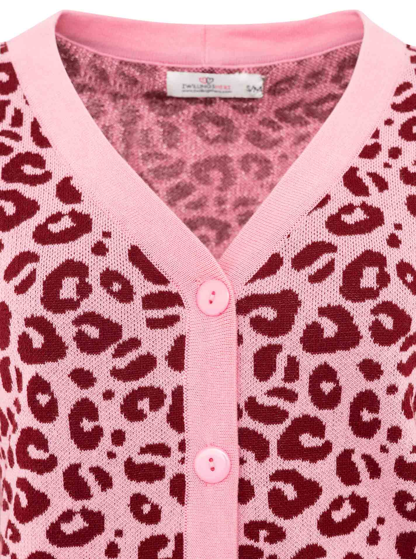Zwillingsherz - Cardigan gestrickter Leo/Leopard - Rosa