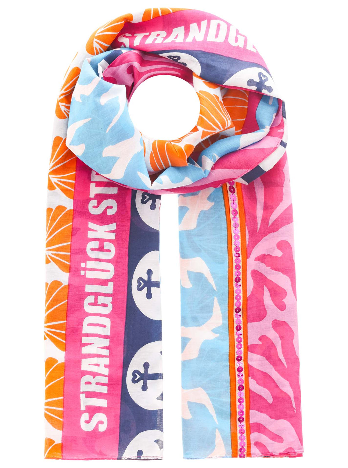 Zwillingsherz - Schal Baumwolle Seide Strandglück - Blau/Pink