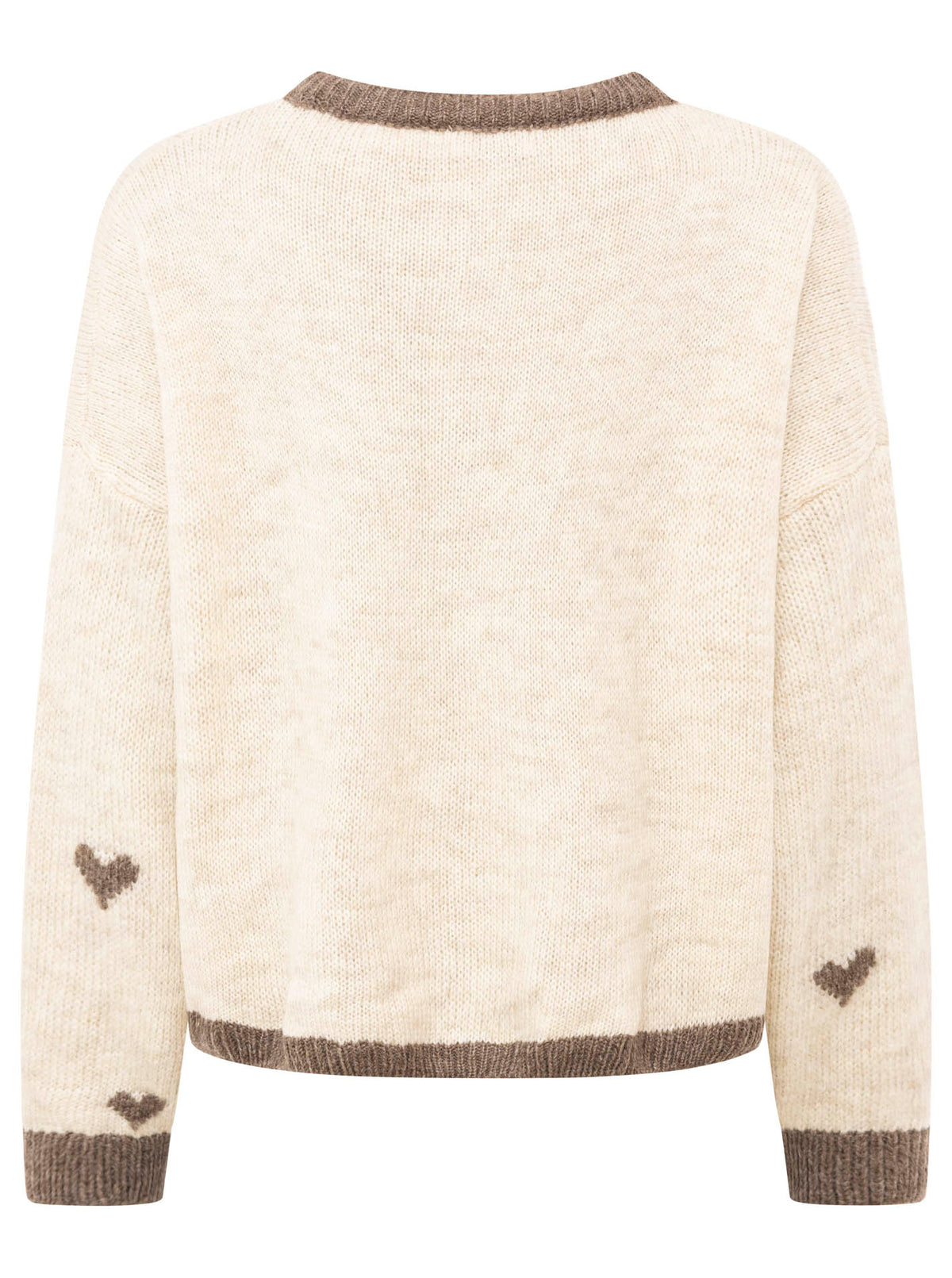 Zwillingsherz Weicher Mohair Cardigan Herz Strick - Beige/Braun