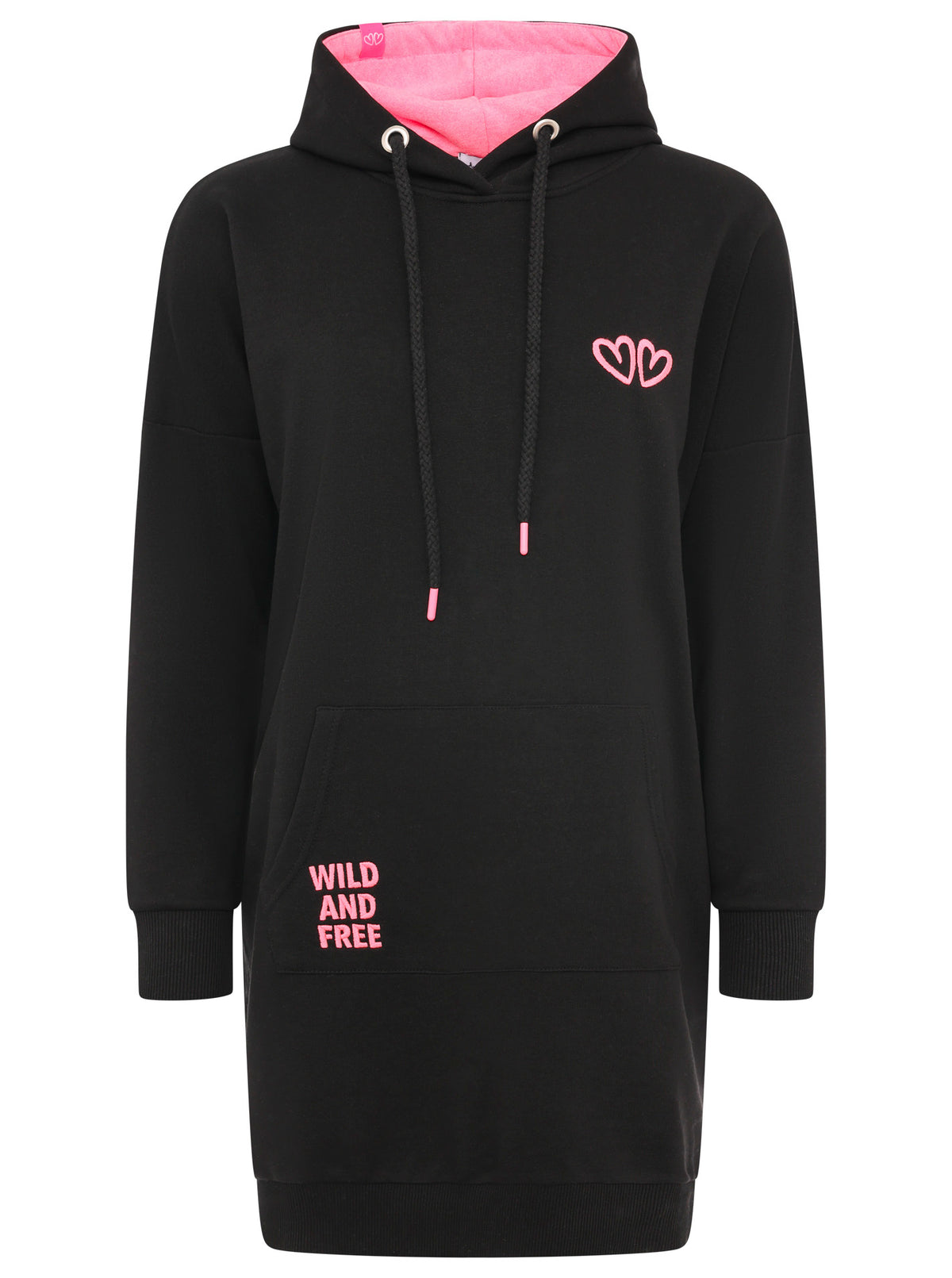 Zwillingsherz - Hoodiekleid "Wild Love" - Schwarz/Pink